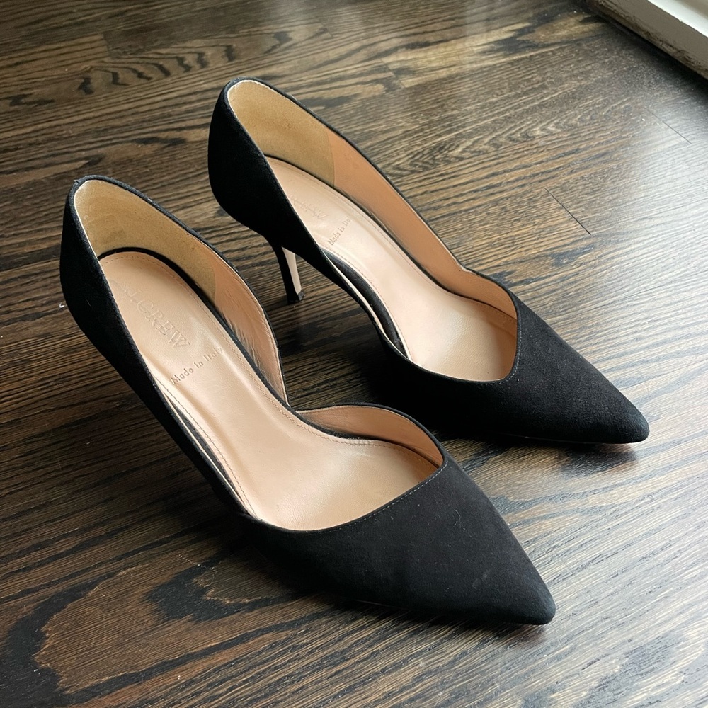 J Crew Collette D’Orsay Pumps Suede Black 7.5 8 great Condition